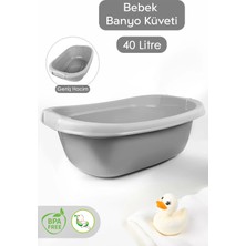 Meleni Baby Bebek Banyo Küveti - Yenidoğan Yıkama Küveti 40 Lt - Gri