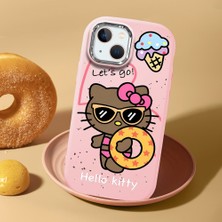HONTINGA iPhone 15 Plus ile Uyumlu Kılıf Kamera Korumalı Düşüme Önleyici Kamera Koruyucu Pembe Yumuşak Silikon Couple Telefon Kılıfı Kitty Desenli K4-0471
