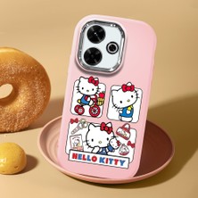 HONTINGA Xiaomi Redmi 13X ile Uyumlu Kılıf Kamera Korumalı Düşüme Önleyici Kamera Koruyucu Pembe Yumuşak Silikon Couple Telefon Kılıfı Kitty Desenli K4-0467