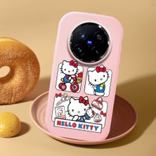HONTINGA Vivo X200 Pro ile Uyumlu Kılıf Kamera Korumalı Düşüme Önleyici Kamera Koruyucu Pembe Yumuşak Silikon Couple Telefon Kılıfı Kitty Desenli K4-0467