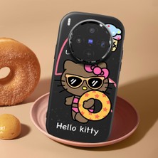HONTINGA Vivo X300 ile Uyumlu Kılıf Kamera Korumalı Düşüme Önleyici Kamera Koruyucu Siyah Yumuşak Silikon Couple Telefon Kılıfı Kitty Desenli K4-0471