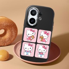 HONTINGA Vivo X200 Fe ile Uyumlu Kılıf Kamera Korumalı Düşüme Önleyici Kamera Koruyucu Siyah Yumuşak Silikon Couple Telefon Kılıfı Kitty Desenli K4-0468