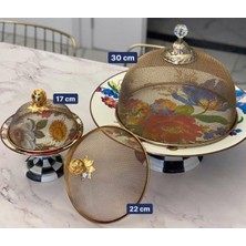 Empressco Gül Detaylı 17 cm Servis Kapak, Sunumluk, Tel Fanus Koruyucu