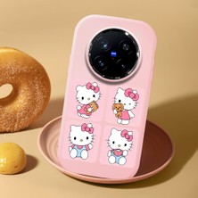 HONTINGA Vivo X200 Pro ile Uyumlu Kılıf Kamera Korumalı Düşüme Önleyici Kamera Koruyucu Pembe Yumuşak Silikon Couple Telefon Kılıfı Kitty Desenli K4-0468