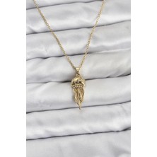 Almira Butik Mey Ithalat® 316L Çelik Zincir Gold Renk Deniz Anası Model Zirkon Taşlı Kadın Kolye