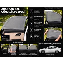Rose Light Toyota Yaris 2011-2019   Perde Çorap Yeni Nesil  Güneşlik, 2'li Yan Cam Güneşlik Perde ( Lastikli-Gri )