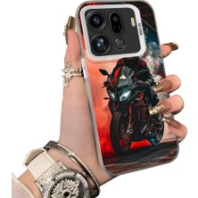 HONTINGA Oppo Find X9 Pro 5g ile Uyumlu Kılıf Silikon Kenar Sert Arka Kamera Koruyucu Basitlik Anti Düşme Kamera Korumalı Motosiklet Desen Couple Telefon Kılıfı Kadın ve Erkek Için Uygundur K1-1530