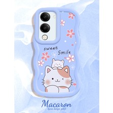 HONTINGA Vivo Y04S Uyumlu Kılıf Düşüme Önleyici Basitlik Anti Düşme Kamera Koruyucu Basit Mavi Yumuşak Silikon Couple Telefon Kılıfı Kedi Desen K9-0275