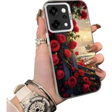 HONTINGA Oppo Reno 14 Pro 5g ile Uyumlu Kılıf Silikon Kenar Sert Arka Kamera Koruyucu Basitlik Anti Düşme Kamera Korumalı Çiçekli Desen Couple Telefon Kılıfı Kadın ve Erkek Için Uygundur K1-1526