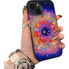 HONTINGA iPhone 15 Plus ile Uyumlu Kılıf Silikon Kenar Sert Arka Kamera Koruyucu Basitlik Anti Düşme Kamera Korumalı Yıldız Desen Couple Telefon Kılıfı Kadın ve Erkek Için Uygundur K1-1525