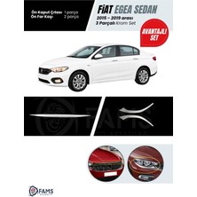 Fams Otomotiv Fiat Egea 2015-2019 3 Parça Krom Set (Ön Kaput Çıtası + Ön Far Alt Nikelajı) P.çelik