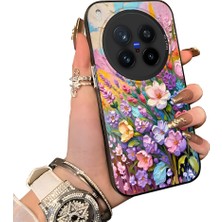 HONTINGA Vivo X300 Pro ile Uyumlu Kılıf Silikon Kenar Sert Arka Kamera Koruyucu Basitlik Anti Düşme Kamera Korumalı Çiçekli Desen Couple Telefon Kılıfı Kadın ve Erkek Için Uygundur K1-1599