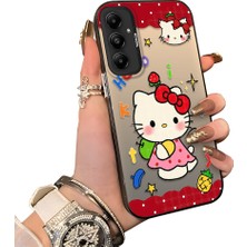 HONTINGA Samsung Galaxy A05S ile Uyumlu Kılıf Silikon Kenar Sert Arka Kamera Koruyucu Basitlik Anti Düşme Kamera Korumalı Kitty Desen Couple Telefon Kılıfı Kadın ve Erkek Için Uygundur K1-1602