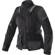 Clover Outland-3 Lady Wp Korumalı Kadın Motosiklet Montu Siyah
