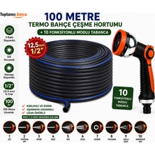 Toptancı Amca 100 Metre 1/2" (12,5 Mm) Termo Bahçe Hortumu + 10 Fonksiyonlu Sulama Tabancası Uv Korumalı 3 Katlı Dayanıklı Su Hortumu