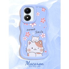 HONTINGA Vivo Y02S Uyumlu Kılıf Düşüme Önleyici Basitlik Anti Düşme Kamera Koruyucu Basit Mavi Yumuşak Silikon Couple Telefon Kılıfı Kedi Desen K9-0275