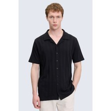 Hatemoğlu Siyah Regular Fit Apaş Yaka 100% Pamuk Casual Gömlek