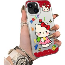 HONTINGA iPhone 15 Plus ile Uyumlu Kılıf Silikon Kenar Sert Arka Kamera Koruyucu Basitlik Anti Düşme Kamera Korumalı Kitty Desen Couple Telefon Kılıfı Kadın ve Erkek Için Uygundur K1-1602