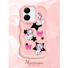 HONTINGA Vivo Y27S Uyumlu Kılıf Düşüme Önleyici Basitlik Anti Düşme Kamera Koruyucu Basit Pembe Yumuşak Silikon Couple Telefon Kılıfı Kedi Desen K9-0276