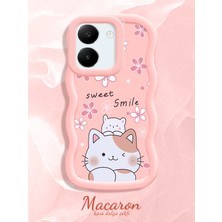 HONTINGA Vivo Y27S Uyumlu Kılıf Düşüme Önleyici Basitlik Anti Düşme Kamera Koruyucu Basit Pembe Yumuşak Silikon Couple Telefon Kılıfı Kedi Desen K9-0275