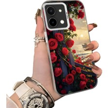 HONTINGA Vivo Y28 ile Uyumlu Kılıf Silikon Kenar Sert Arka Kamera Koruyucu Basitlik Anti Düşme Kamera Korumalı Çiçekli Desen Couple Telefon Kılıfı Kadın ve Erkek Için Uygundur K1-1526