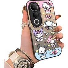 HONTINGA Vivo V50 Lite ile Uyumlu Kılıf Silikon Kenar Sert Arka Kamera Koruyucu Basitlik Anti Düşme Kamera Korumalı Karikatür Desen Couple Telefon Kılıfı Kadın ve Erkek Için Uygundur K1-1603