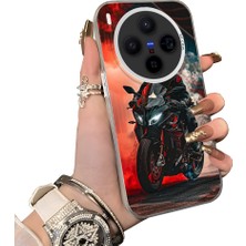 HONTINGA Vivo X300 ile Uyumlu Kılıf Silikon Kenar Sert Arka Kamera Koruyucu Basitlik Anti Düşme Kamera Korumalı Motosiklet Desen Couple Telefon Kılıfı Kadın ve Erkek Için Uygundur K1-1530