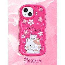 HONTINGA iPhone 15 Plus Uyumlu Kılıf Düşüme Önleyici Basitlik Anti Düşme Kamera Koruyucu Basit Kırmızı Yumuşak Silikon Couple Telefon Kılıfı Kedi Desen K9-0275