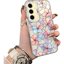 HONTINGA Samsung Galaxy S24 Fe ile Uyumlu Kılıf Silikon Kenar Sert Arka Kamera Koruyucu Basitlik Anti Düşme Kamera Korumalı Çiçekli Desen Couple Telefon Kılıfı Kadın ve Erkek Için Uygundur K1-1600