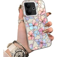HONTINGA Vivo V60 Lite 5g ile Uyumlu Kılıf Silikon Kenar Sert Arka Kamera Koruyucu Basitlik Anti Düşme Kamera Korumalı Çiçekli Desen Couple Telefon Kılıfı Kadın ve Erkek Için Uygundur K1-1600