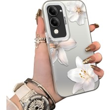 HONTINGA Vivo Y04 ile Uyumlu Kılıf Silikon Kenar Sert Arka Kamera Koruyucu Basitlik Anti Düşme Kamera Korumalı Çiçekli Desen Couple Telefon Kılıfı Kadın ve Erkek Için Uygundur K1-1533