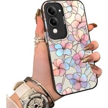 HONTINGA Vivo Y04 ile Uyumlu Kılıf Silikon Kenar Sert Arka Kamera Koruyucu Basitlik Anti Düşme Kamera Korumalı Çiçekli Desen Couple Telefon Kılıfı Kadın ve Erkek Için Uygundur K1-1600