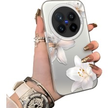 HONTINGA Vivo X200 Pro ile Uyumlu Kılıf Silikon Kenar Sert Arka Kamera Koruyucu Basitlik Anti Düşme Kamera Korumalı Çiçekli Desen Couple Telefon Kılıfı Kadın ve Erkek Için Uygundur K1-1533
