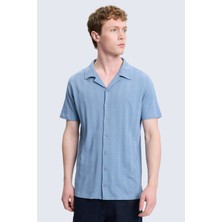 Hatemoğlu Mavi Regular Fit Apaş Yaka 100% Pamuk Casual Gömlek