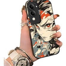 HONTINGA Vivo Y29S ile Uyumlu Kılıf Silikon Kenar Sert Arka Kamera Koruyucu Basitlik Anti Düşme Kamera Korumalı Anime Desen Couple Telefon Kılıfı Kadın ve Erkek Için Uygundur K1-1528