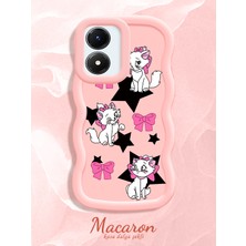 HONTINGA Vivo Y02S Uyumlu Kılıf Düşüme Önleyici Basitlik Anti Düşme Kamera Koruyucu Basit Pembe Yumuşak Silikon Couple Telefon Kılıfı Kedi Desen K9-0276