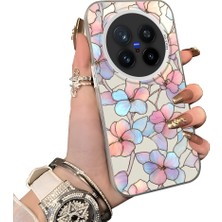 HONTINGA Vivo X300 Pro ile Uyumlu Kılıf Silikon Kenar Sert Arka Kamera Koruyucu Basitlik Anti Düşme Kamera Korumalı Çiçekli Desen Couple Telefon Kılıfı Kadın ve Erkek Için Uygundur K1-1600