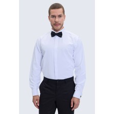 Hatemoğlu Beyaz Comfort Fit Slim Yaka Damatlık Gömlek