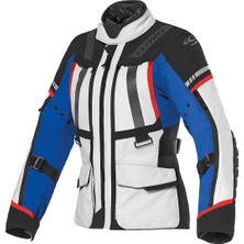 Clover Savana-4 Wp Korumalı Kadın Motosiklet Montu Gri  Mavi