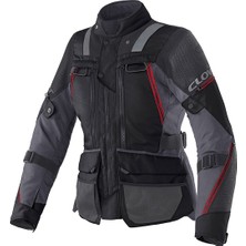 Clover Outland-3 Lady Wp Korumalı Kadın Motosiklet Montu Siyah  Kırmızı