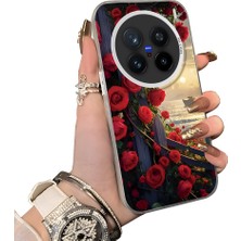 HONTINGA Vivo X200 Pro ile Uyumlu Kılıf Silikon Kenar Sert Arka Kamera Koruyucu Basitlik Anti Düşme Kamera Korumalı Çiçekli Desen Couple Telefon Kılıfı Kadın ve Erkek Için Uygundur K1-1526