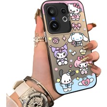 HONTINGA Vivo X200 Fe ile Uyumlu Kılıf Silikon Kenar Sert Arka Kamera Koruyucu Basitlik Anti Düşme Kamera Korumalı Karikatür Desen Couple Telefon Kılıfı Kadın ve Erkek Için Uygundur K1-1603
