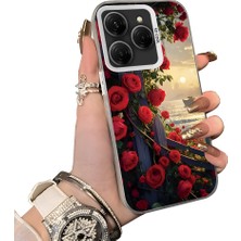 HONTINGA Tecno Spark 20 Pro ile Uyumlu Kılıf Silikon Kenar Sert Arka Kamera Koruyucu Basitlik Anti Düşme Kamera Korumalı Çiçekli Desen Couple Telefon Kılıfı Kadın ve Erkek Için Uygundur K1-1526