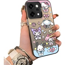 HONTINGA Oppo Reno 14 Pro 5g ile Uyumlu Kılıf Silikon Kenar Sert Arka Kamera Koruyucu Basitlik Anti Düşme Kamera Korumalı Karikatür Desen Couple Telefon Kılıfı Kadın ve Erkek Için Uygundur K1-1603