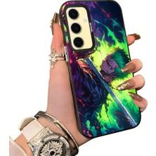 HONTINGA Samsung Galaxy S24 Fe ile Uyumlu Kılıf Silikon Kenar Sert Arka Kamera Koruyucu Basitlik Anti Düşme Kamera Korumalı Anime Desen Couple Telefon Kılıfı Kadın ve Erkek Için Uygundur K1-1527