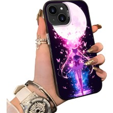 HONTINGA iPhone 15 Plus ile Uyumlu Kılıf Silikon Kenar Sert Arka Kamera Koruyucu Basitlik Anti Düşme Kamera Korumalı Anime Desen Couple Telefon Kılıfı Kadın ve Erkek Için Uygundur K1-1534