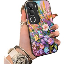 HONTINGA Vivo Y19S ile Uyumlu Kılıf Silikon Kenar Sert Arka Kamera Koruyucu Basitlik Anti Düşme Kamera Korumalı Çiçekli Desen Couple Telefon Kılıfı Kadın ve Erkek Için Uygundur K1-1599