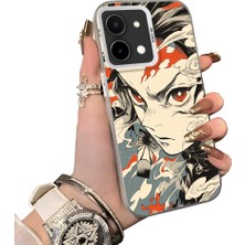 HONTINGA Vivo Y28 ile Uyumlu Kılıf Silikon Kenar Sert Arka Kamera Koruyucu Basitlik Anti Düşme Kamera Korumalı Anime Desen Couple Telefon Kılıfı Kadın ve Erkek Için Uygundur K1-1528