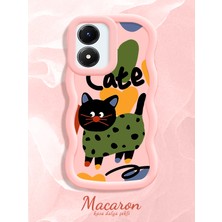 HONTINGA Vivo Y02S Uyumlu Kılıf Düşüme Önleyici Basitlik Anti Düşme Kamera Koruyucu Basit Pembe Yumuşak Silikon Couple Telefon Kılıfı Kedi Desen K9-0274