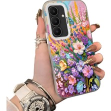 HONTINGA Samsung Galaxy S25 Fe ile Uyumlu Kılıf Silikon Kenar Sert Arka Kamera Koruyucu Basitlik Anti Düşme Kamera Korumalı Çiçekli Desen Couple Telefon Kılıfı Kadın ve Erkek Için Uygundur K1-1599